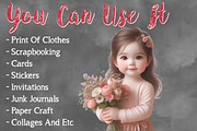 Cute little Girl Sublimation Clipart, a Seasonal Illustration by Craft Nest (Thumbnail 5 of 5)