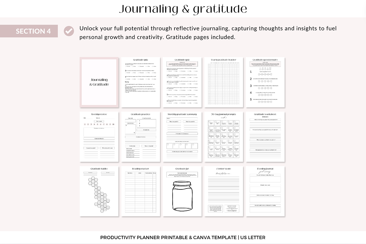 Productivity planner Canva template, a Templates & Theme by Cate Creates (Photo 5 of 9)