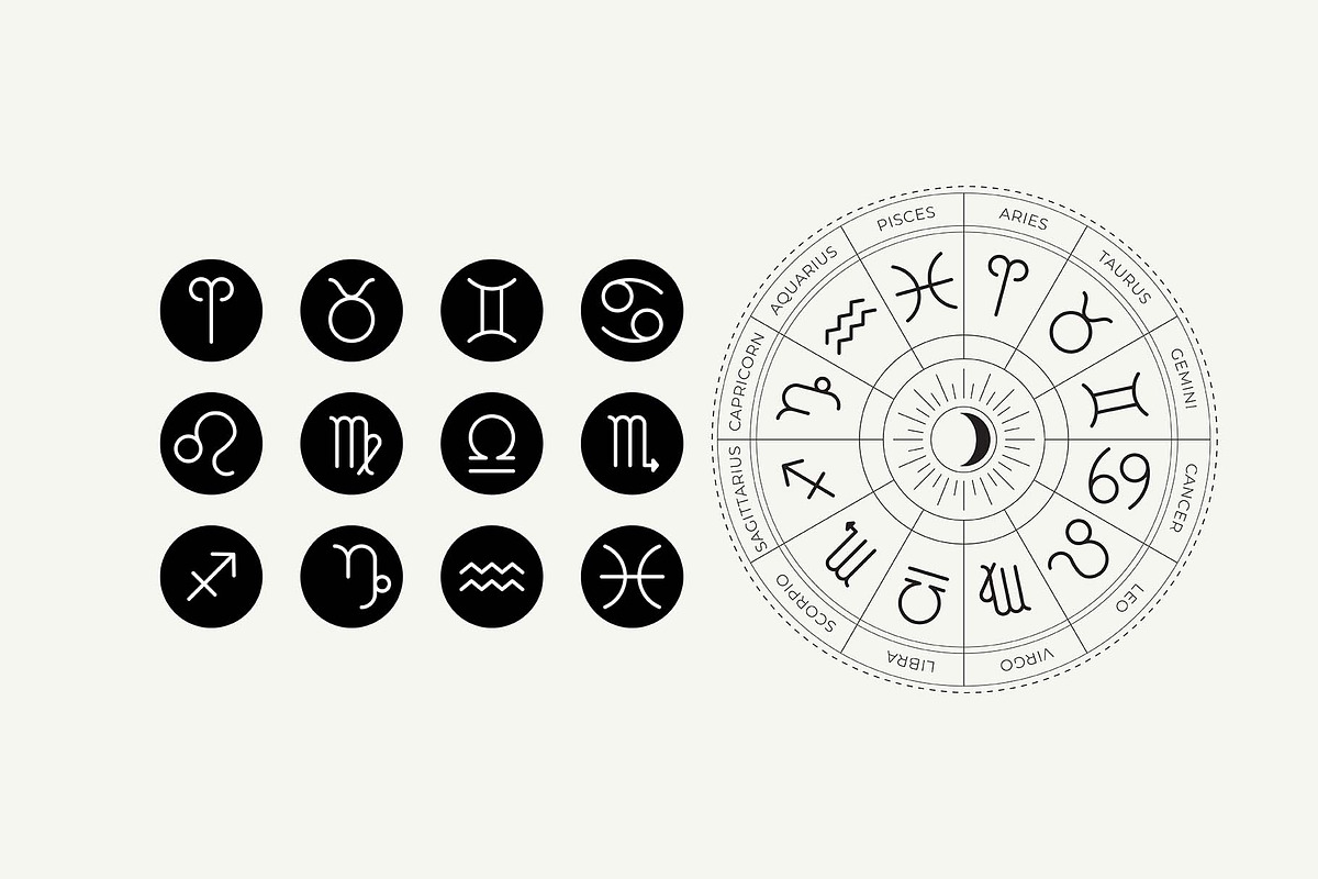 Astrology Symbols & Zodiac Wheel, a Solid Icon by QASO (Photo 1 of 3)