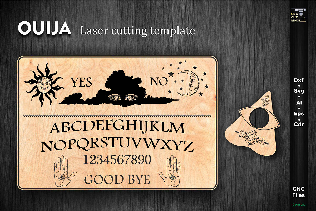 Ouija Spirit Board laser engraving, a Graphic by CncCutModel (Photo 1 of 3)