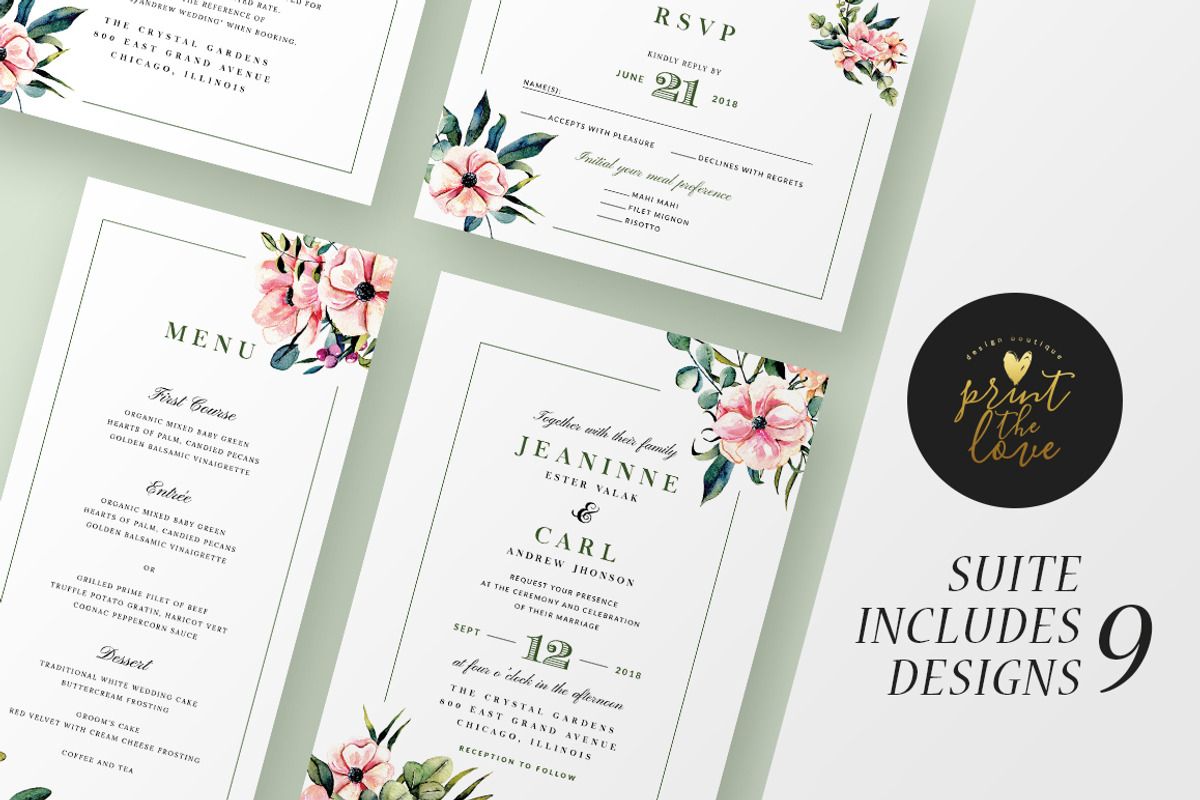 Wedding Invitation Suite - Jeaninne, an Invitation Template by Print The Love Boutique (Photo 1 of 12)