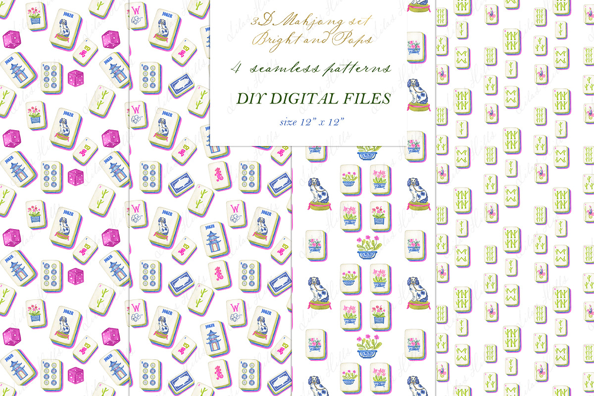 Mahjong Chinoiserie clipart, an Illustration by LABFcreations (Photo 4 of 4)