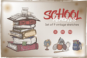 School memories vintage sketch set, a Graphic by Quetzal Art (Thumbnail 1 of 6)