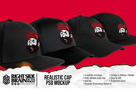 RSB Cap PSD Mock-up Collection, a Hat Mockup by Right Side Brain
