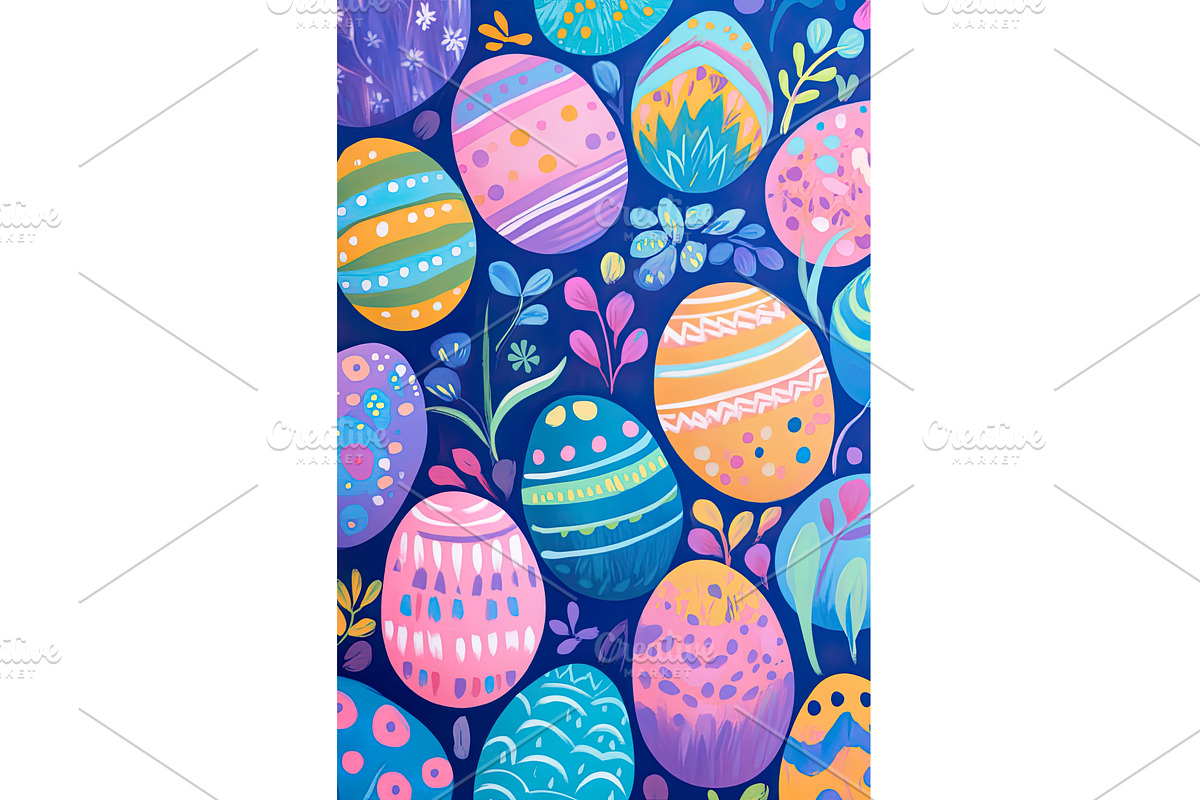 Colorful hand painted easter eggs, an Illustration by Lermont51