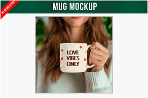 Mug In Woman's Hand Mockup PSD