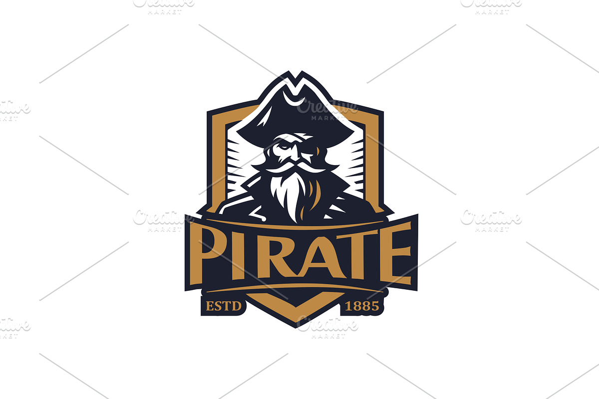lustrate a emblem-style pirate ship, a Person Illustration by Masterlevsha