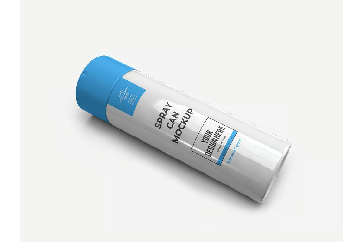 Aerosol Spray Bottle Mockup Template, a Packaging Mockup by DesignRushMarket (Photo 9 of 11)
