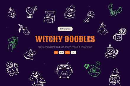 Animated Witchy Doodle Art Set