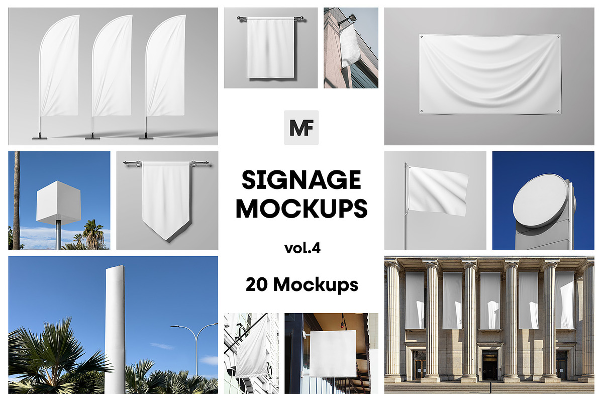 Signage Mockups vol.4 - Flag Mockups, an Advertising Mockup by MockupForest (Photo 1 of 10)