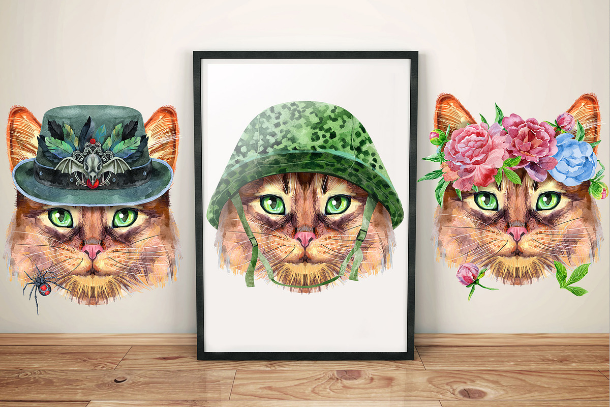 Portraits of Somali cat, an Animal Illustration by Watercolor fantasy (Photo 3 of 6)