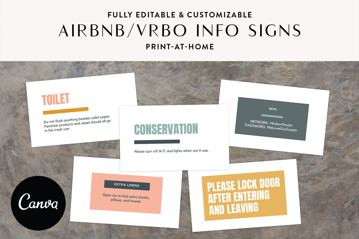 Moderno Info Signs for Airbnb Hosts, a Templates & Theme by Kin Studio (Photo 1 of 8)