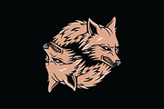 Dual Wolf Head Tattoo Design, an Object Illustration by nomlimo.com (Thumbnail 1 of 3)