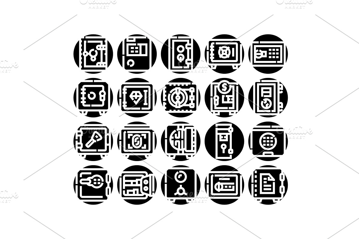 Safe box security protection glyph, a Finance Illustration by pikepicture