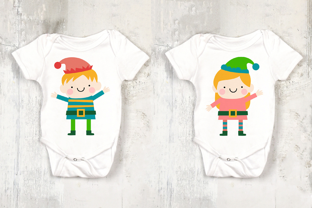 Santa & Elf Flat Clipart, Christmas, a Decorative Illustration by Noey smiley (Photo 6 of 6)