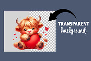 Cute Valentine Highland Cow Clipart, an Illustration by Designworld (Thumbnail 3 of 6)