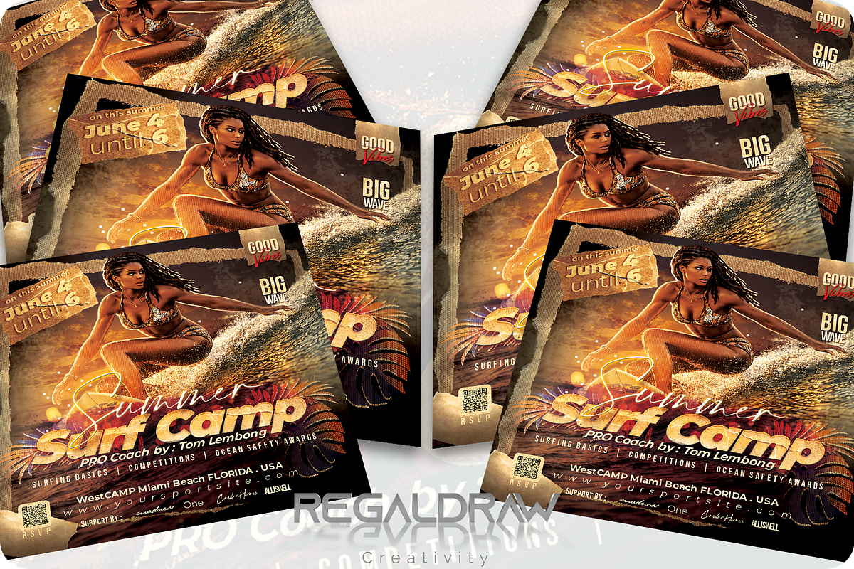 Summer Surf Camp Flyer Template, a Flyer Template by regalDRAW (Photo 3 of 4)