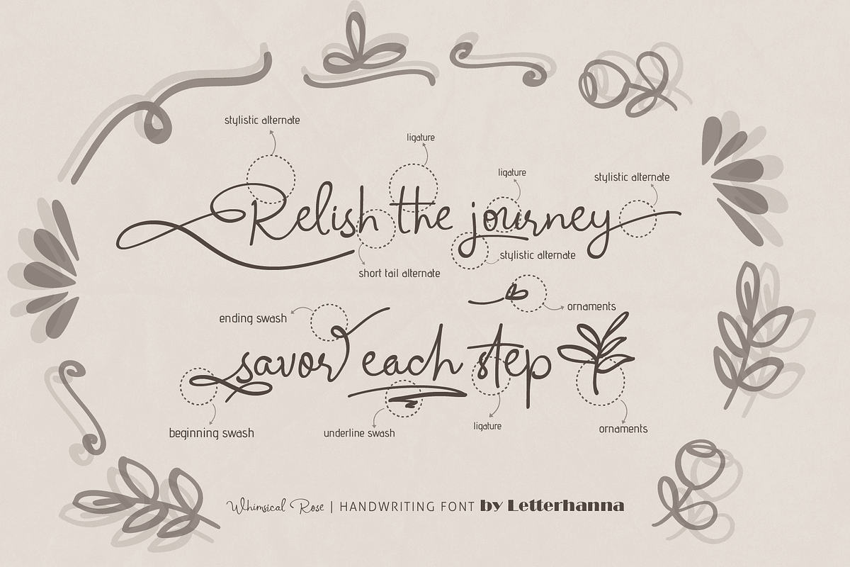 Whimsical Rose Font, a Handwritten Font by Letterhanna Studio (Photo 3 of 10)