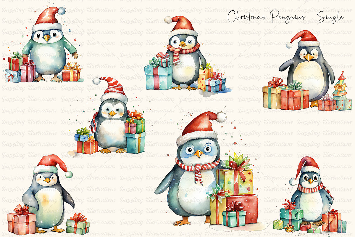 Christmas Animals: Penguins, a Seasonal Illustration by Dazzling Art Boutique (Photo 5 of 15)