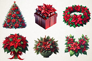 Poinsettia Christmas Watercolor Art, an Illustration by RobertsArt (Thumbnail 7 of 7)