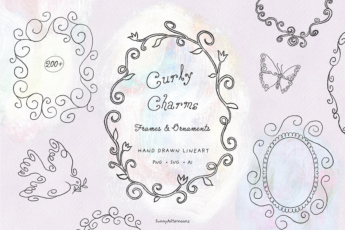 Hand-drawn Curly Frames Quirky Lines, a Decorative Illustration by SunnyAfternoons (Photo 1 of 23)