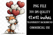 Whimsical Valentine Fox Clipart, an Illustration by Designking (Thumbnail 4 of 5)