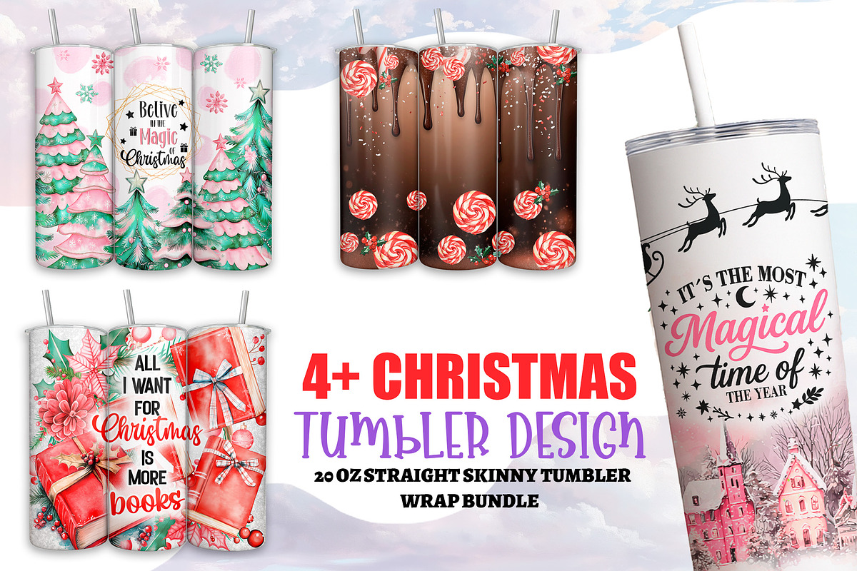 4 Christmas Tumbler Designs Bundle, a Pattern Graphic by TumblerArtDS (Photo 1 of 3)