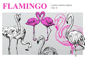 Flamingo Outline Clipart