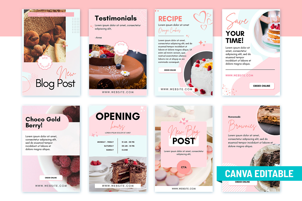 Bakery Pinterest Canva Posts Temp, a Print Template by Snapybiz (Photo 5 of 10)