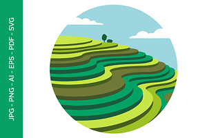 Layered terraced rice paddies, an Object Illustration by nandinigraphics