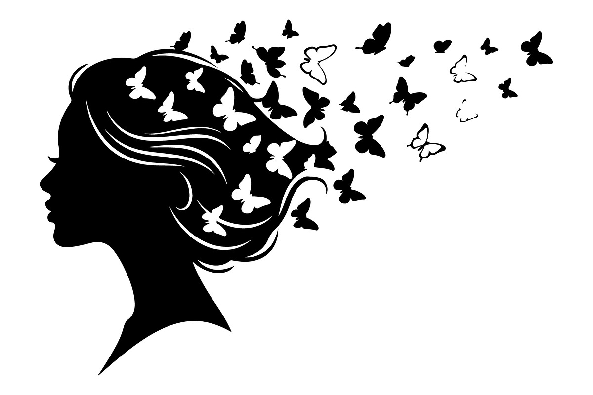 Woman Butterfly Hair Silhouette, an Object Illustration by yasushie (Photo 14 of 31)