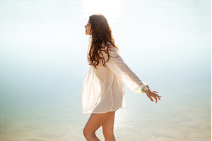 Woman Resting on the Beach During