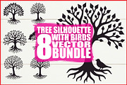 Tree Silhouette with Birds Bundle, an Illustration by Designs_River (Thumbnail 1 of 9)