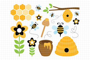 Sweet Honey Bees Clipart (DC54)
