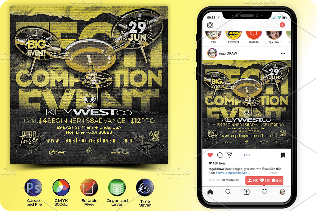 Techno Event Flyer, a Flyer Template by regalDRAW
