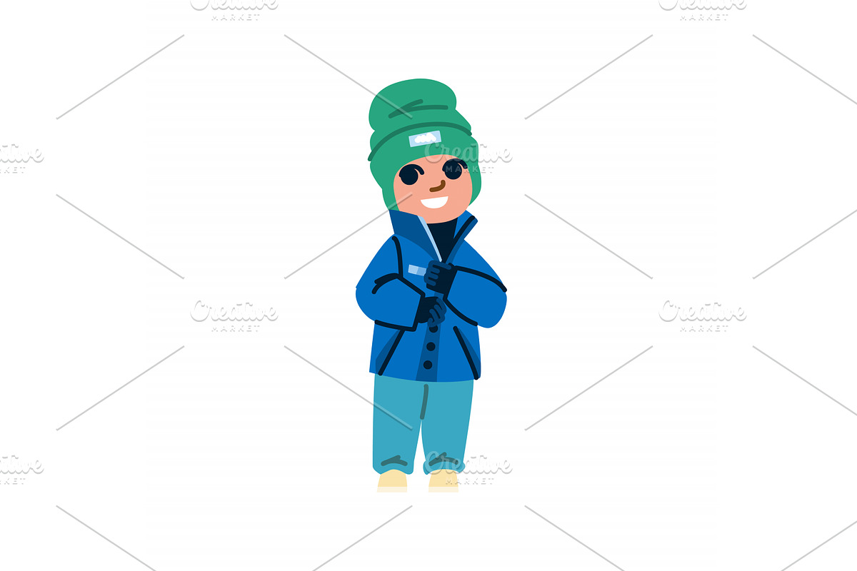 Smiling child wearing winter clothes, an Illustration by pikepicture