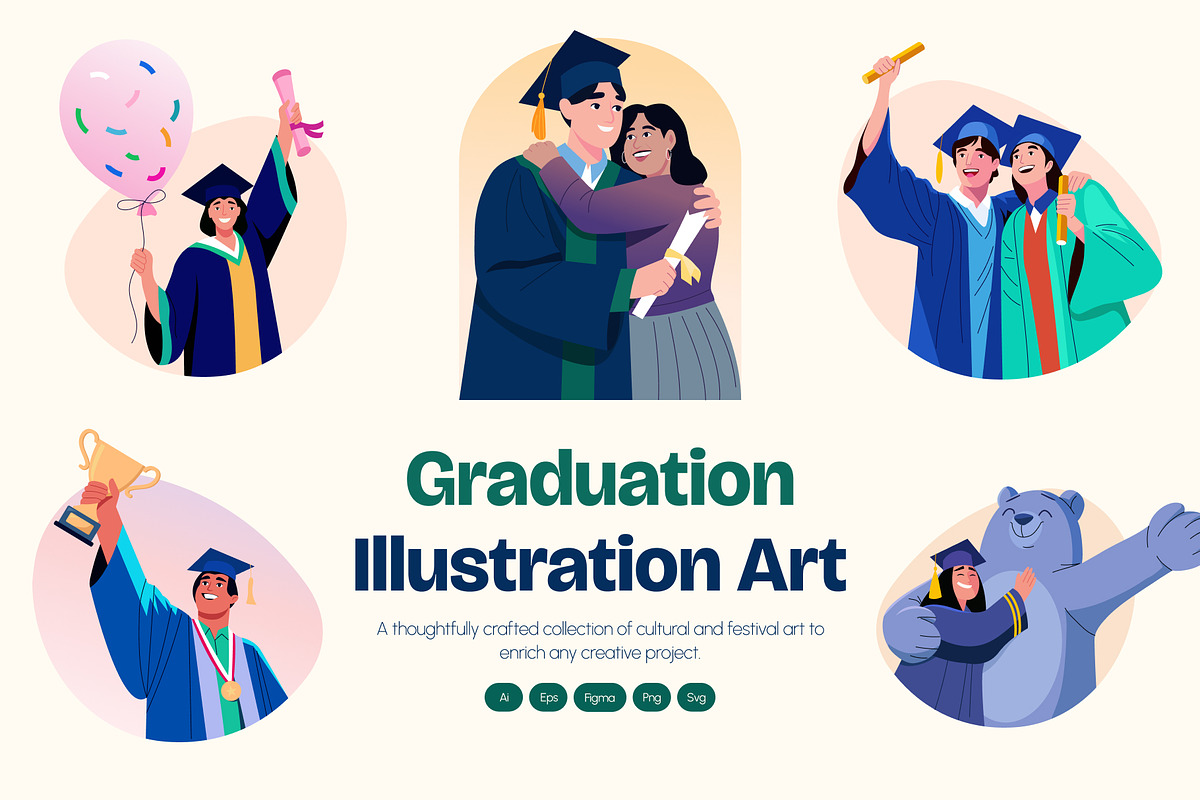 Graduation Illustration Art Set, an Education Illustration by Brickclay (Photo 1 of 10)
