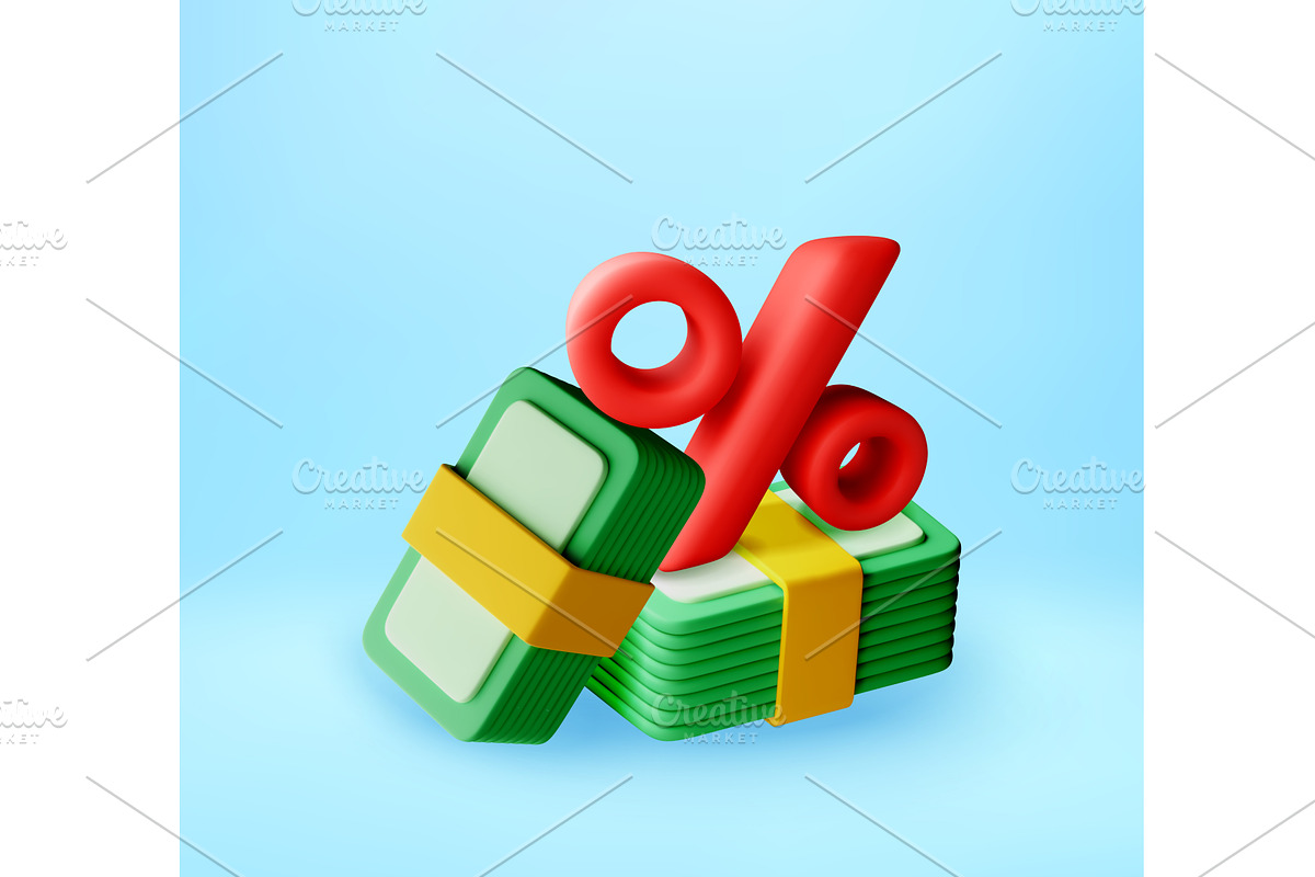 3D Stack of paper money with red, a Finance Illustration by Abscent