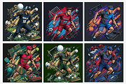 Sports Action T-Shirt Design Bundle, a Sport Illustration by Imran Haroon (Thumbnail 4 of 4)