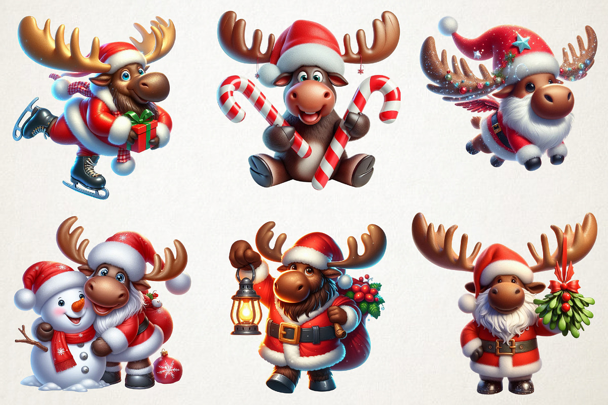 Christmas Santa Moose Clipart, an Illustration by RobertsArt (Photo 6 of 7)