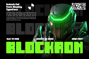 Blockron Industrial Tech Font, a Font by PutraCetol Studio