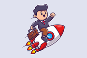 Cute Business Man Riding Rocket, a Person Illustration by Catalyst Labs (Thumbnail 1 of 3)