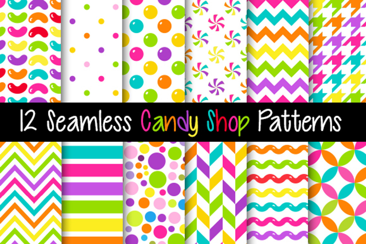 Seamless Bright Candy Patterns, a Pattern Graphic by Bella Boutique Design