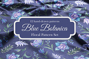 Blue Botanica – Floral Pattern Set, a Pattern Graphic by L- design studio (Thumbnail 1 of 12)