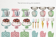 Watercolor baking cooking clipart, a Food Illustration by Dashadraws.art (Thumbnail 3 of 8)
