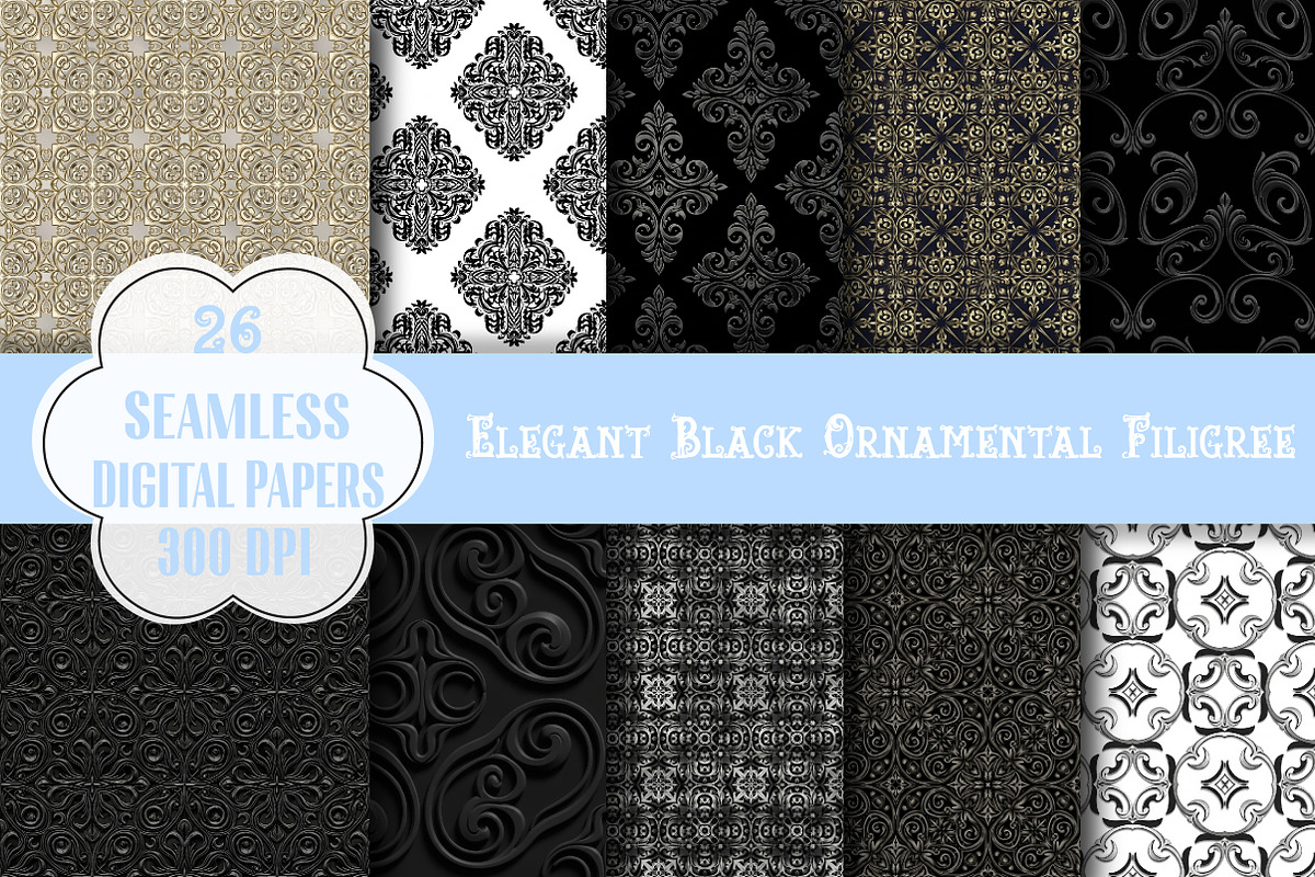 Elegant Black Ornamental Filigree, a Pattern Graphic by Wow Magic (Photo 1 of 3)