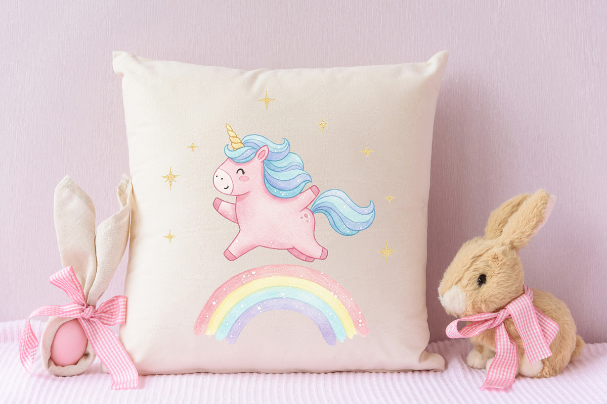 Cute Kawaii Unicorn Clipart PNG, an Animal Illustration by RobertsArt (Photo 7 of 7)