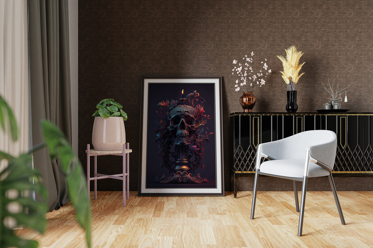 Gothic Skull Candlestick Artwork, a Wallpaper Graphic by DigitalFad (Photo 2 of 3)
