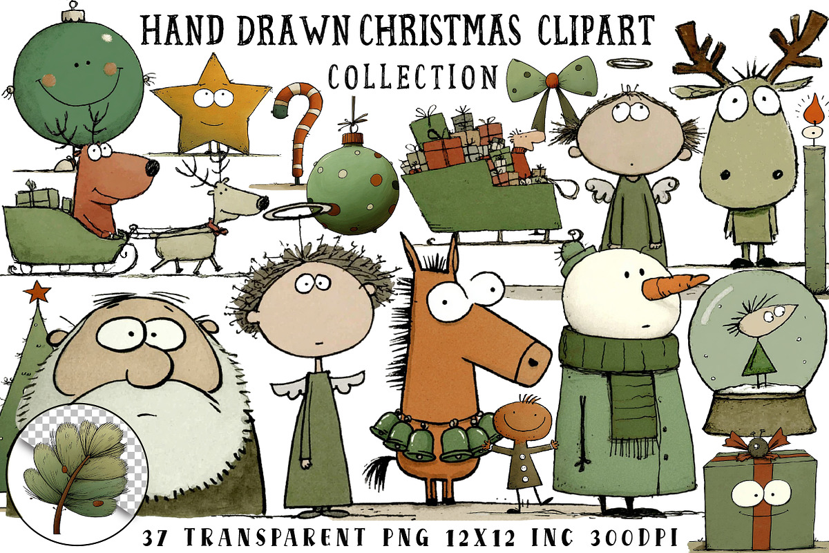 Hand Drawn Christmas Clipart, an Illustration by OK Design (Photo 1 of 6)