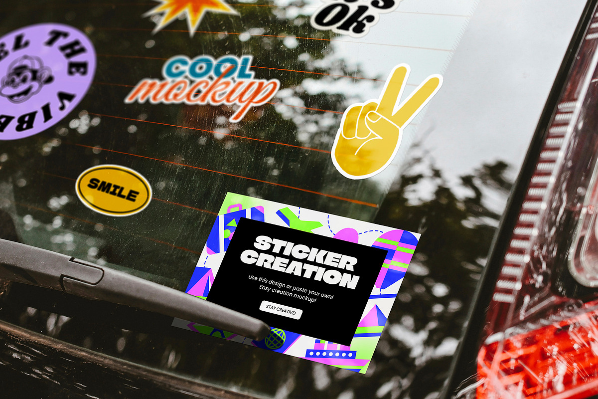 Car Stickers Creation Mockups, a Mockup by Luuqas Design (Photo 1 of 7)